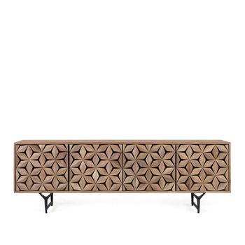 Marlee Mango Wood 4 Door Large Geometric TV Unit