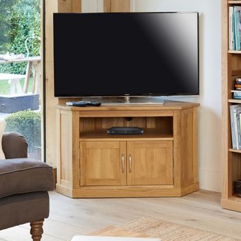 Mobel Oak 2 Door Corner TV Cabinet