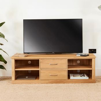 Mobel Oak Wall Mounted 2 Drawer TV Cabinet