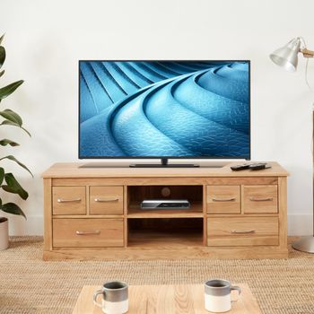 Mobel Oak 6 Drawer Wide TV Cabinet