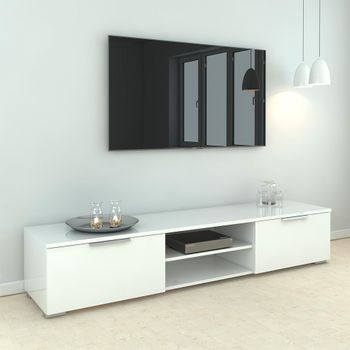 Match White Gloss 172.7cm 2 Drawer TV Unit