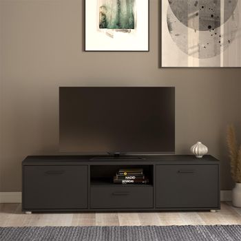 Media Black 147.2cm 2 Door 1 Drawer Storage TV Unit