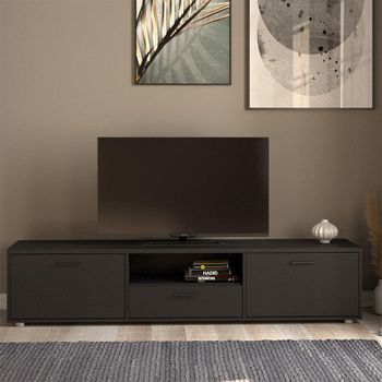 Media Black 177.2cm 2 Door 1 Drawer Large TV Unit