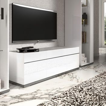 Modern Mara White 140cm 3 Door TV Unit