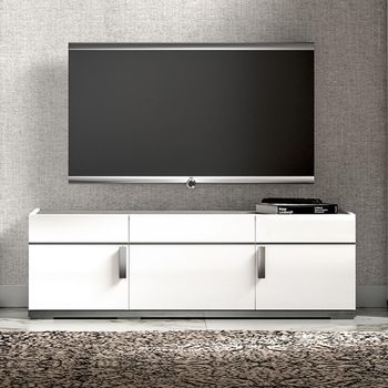 Modern Mara White 140cm with Metal Handle 3 Door TV Unit