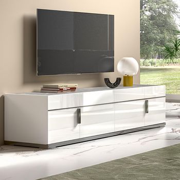 Modern Mara White 195cm with Metal Handle 4 Door TV Unit