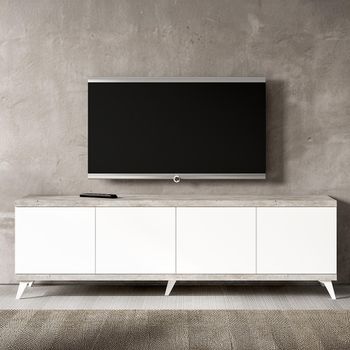 Modern Treviso White 202cm 4 Door Storage TV Unit