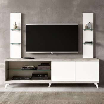 Modern Treviso White 202cm 2 Door TV Unit