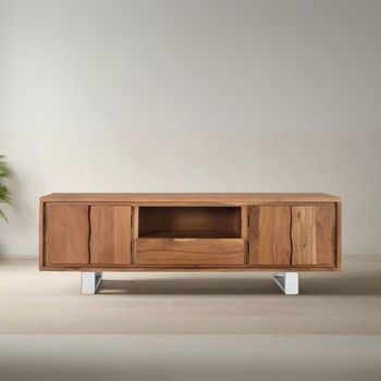 Monza Natural Acacia Wood 4 Door 1 Drawer Large Storage TV Unit