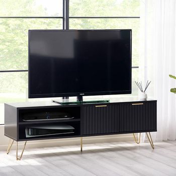 Murano Black Ribbed 150cm 2 Door TV Unit