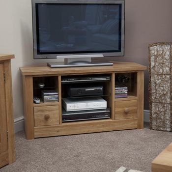 Torino Oak 2 Drawer Corner TV Unit
