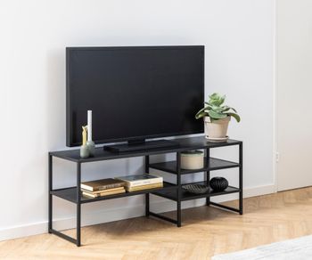 Seaford Black Melamine and Metal 120cm TV Unit