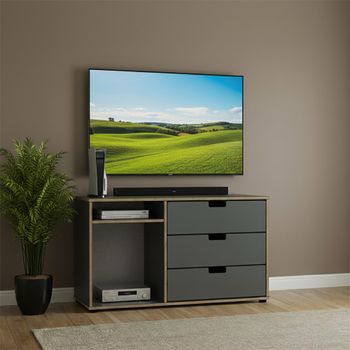 Shanghai Graphite 95cm 3 Drawer TV Unit with Glides Legs