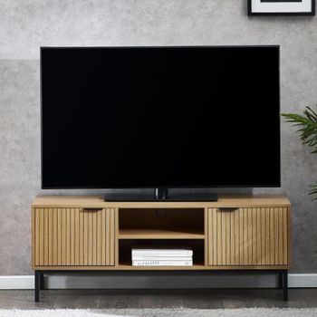 Sia Oak 2 Door Ribbed TV Unit
