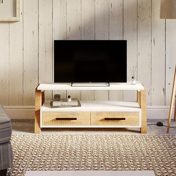 Trinity Reclaimed Wood and White 2 Drawer TV Unit