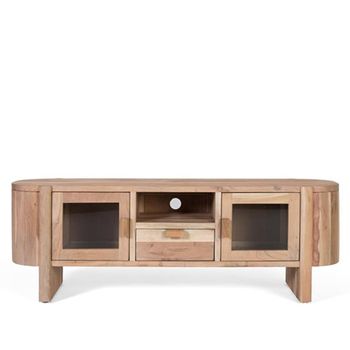 Turin Storage Acacia Wood 2 Door Curved TV Unit