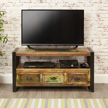 Urban Chic Reclaimed Wood 3 Drawer TV Cabinet