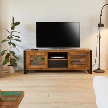 Urban Chic Reclaimed Wood 2 Door Wide TV Cabinet