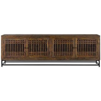 Uvalda Acacia Wood 200cm 4 Door Large Slatted TV Unit