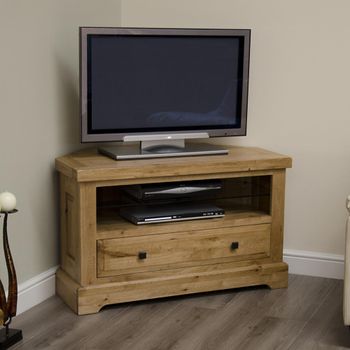 Deluxe Oak 1 Drawer Corner TV Unit