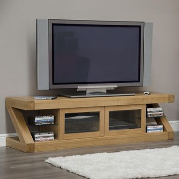 Z Designer Oak Plasma and Glass 2 Door TV Unit