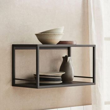 Flint Black Pine Wood Wall Shelf