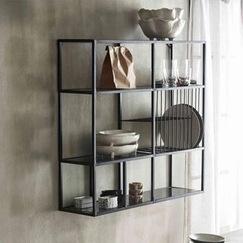 Rur Black Glass Wall Shelf