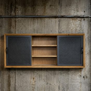 Fir Wood and Metal 2 Door Wall Unit