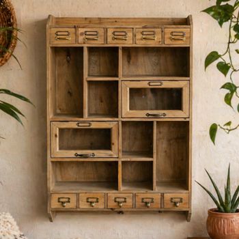 Wooden Multi Drawer Wall Unit