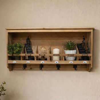 Wooden Wall Unit with Hooks