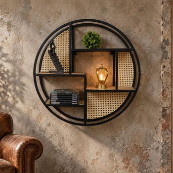 Black Metal Round Wall Unit