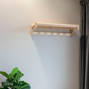 Abano Hat Shelf Natural Poplar Wood and Paper Cord