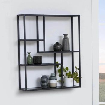 Seaford Black Melamine and Metal Wall Rack