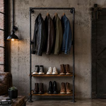 Shelving Stand Industrial Style Metal Pipe Wood