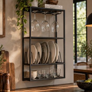 Shelving Unit Kitchen Black Metal