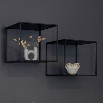 Vita Black Melamine Wall Shelf