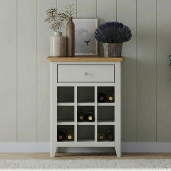 Arden Grey Painted 1 Drawer Small Wine Rack