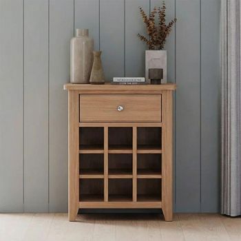 Arden Oak 1 Drawer Small Wine Rack
