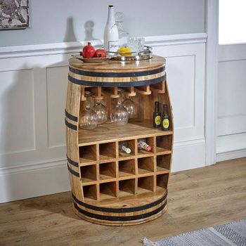 Surrey Solid Mango Wood Barrel Wine Cabinet