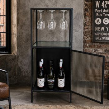 Black Metal 1 Door Wine Cabinet