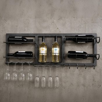 Black Metal Wide Wine Unit