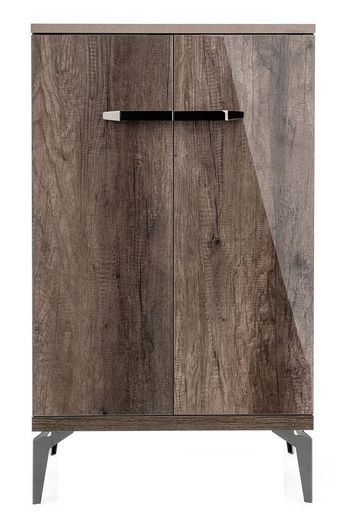 Matera Italian Brown Wood Grain Gloss 2 Door Drinks Cabinet