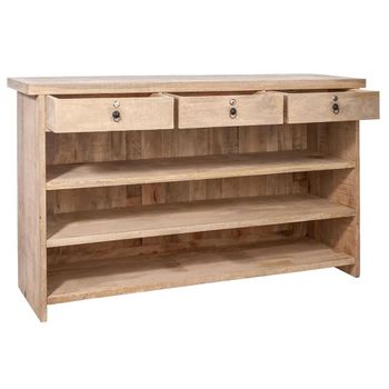 Natural Wood 3 Drawer Bar Cabinet