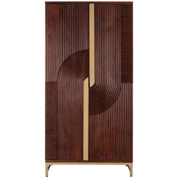 Flora Mango Wood 2 Door Dark Tall Bar Cabinet
