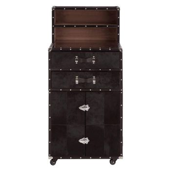 Kensington Townhouse Black and Silver Fur 2 Door Wine Cabinet