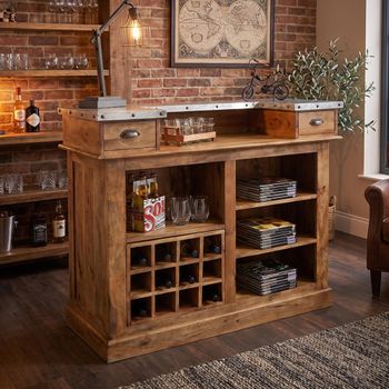 Mango Wood 2 Drawer Bar Counter