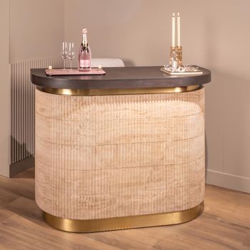 Martini Beige Travertine and Brown Marble Bar Counter Table