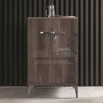 Matera Italian Brown Wood Grain Gloss 2 Door Drinks Cabinet