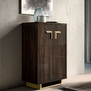 Volare Italian Brown Walnut 2 Door Drinks Cabinet