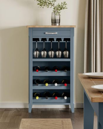 Signature Blue 4 Shelf 1 Drawer Wine Rack